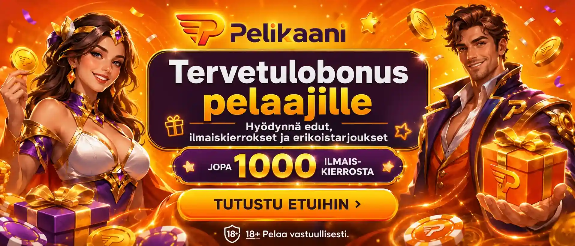 Pelikaanin tervetulobonus ja ilmaiset kierrokset pelaajille