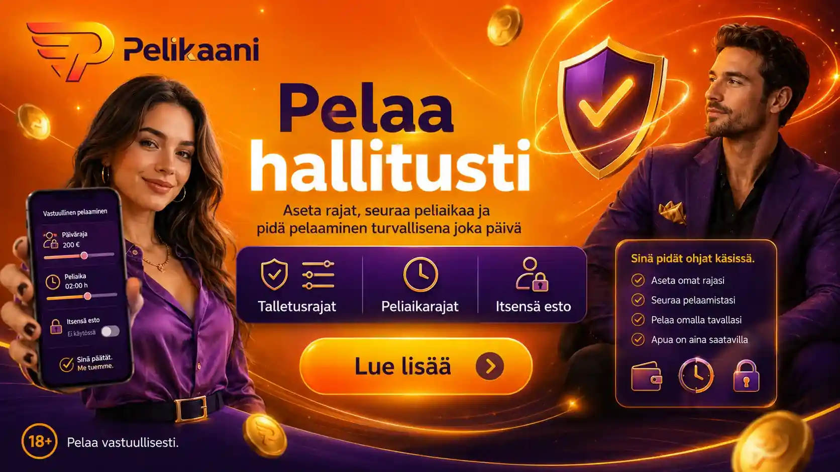 Vastuullinen pelaaminen asettaa rajat ja seuraa pelikertaa